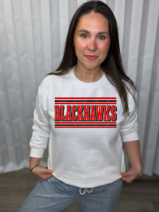 Blackhawks Vintage Stripe Graphic Crew Sweatshirt