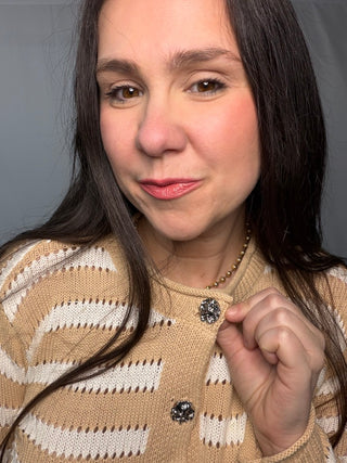 SO ME Stripe Long Sleeves Button Sweater Cardigan