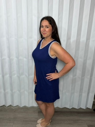 Airloom Trim Detail Mini Tank Dress in Navy