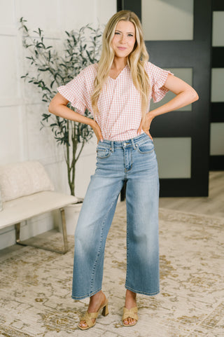A Different Side Of Me Gingham Blouse in Dusty Rose