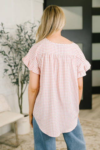 A Different Side Of Me Gingham Blouse in Dusty Rose