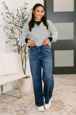 Almost Therapeutic Drop Shoulder Pullover in White and Black