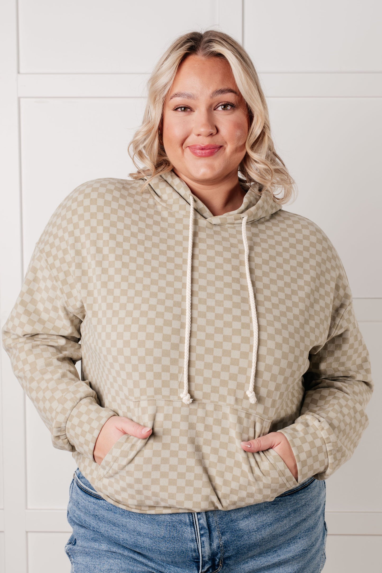 Ask Me Out Checkered Hoodie in Sage MadreForte LLC