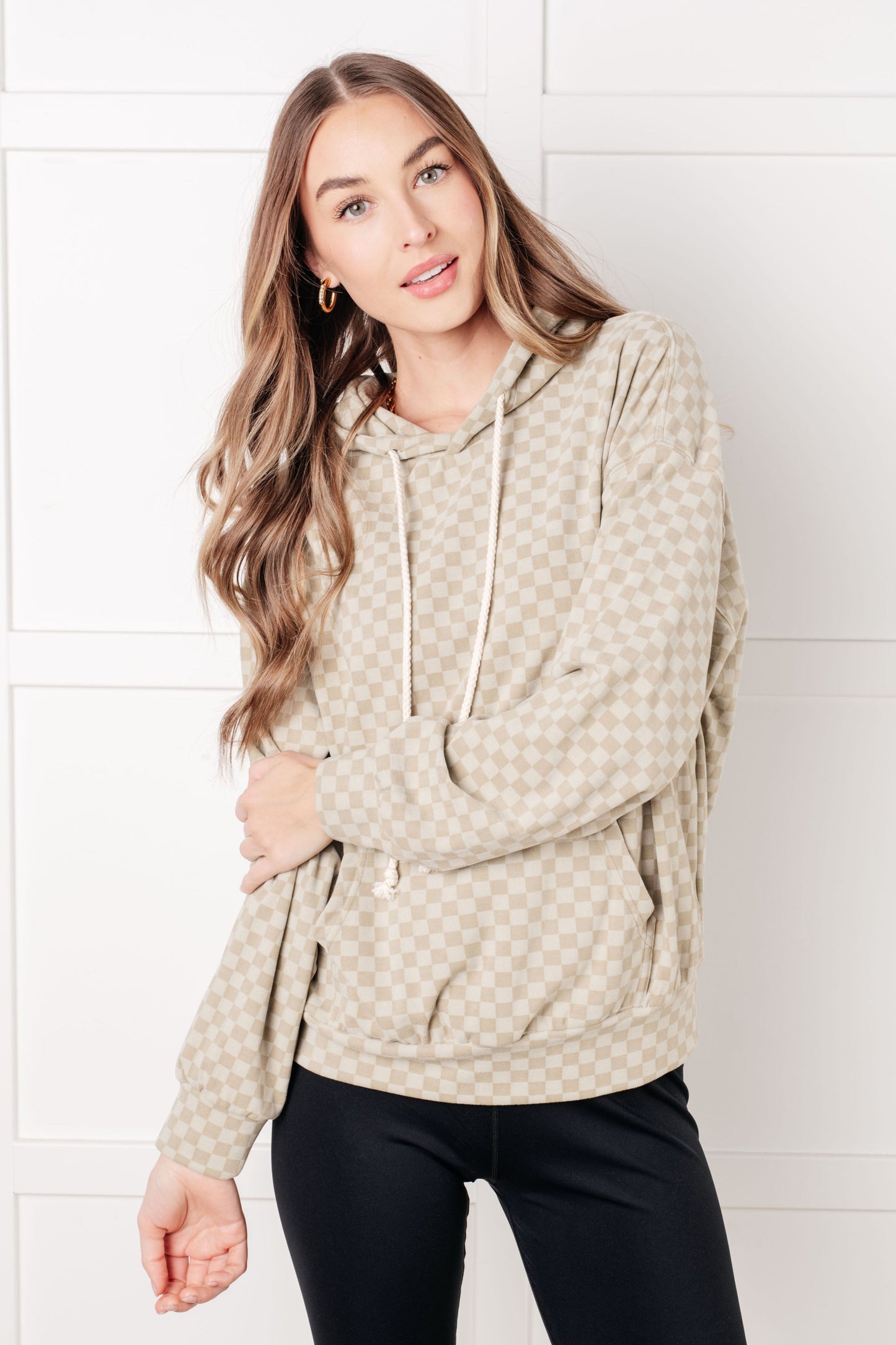 Ask Me Out Checkered Hoodie in Sage MadreForte LLC