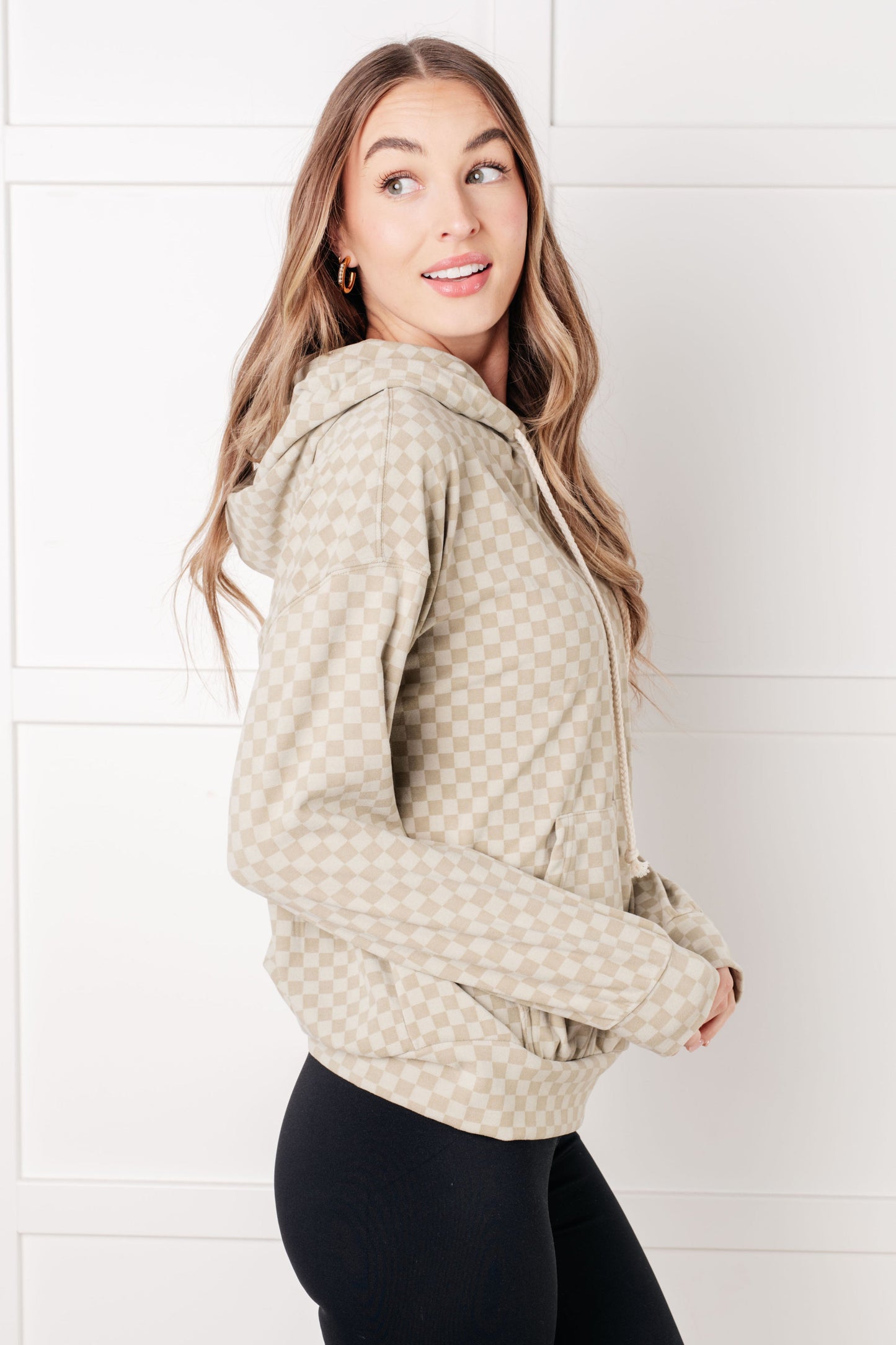 Ask Me Out Checkered Hoodie in Sage MadreForte LLC