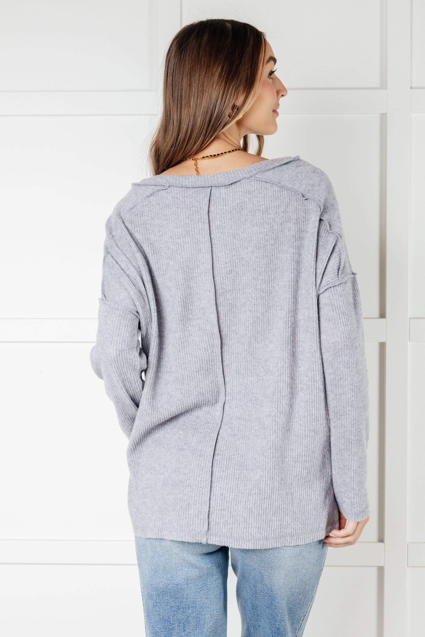 Basically Freezing Brushed Hacci Top in Heather Grey MadreForte LLC