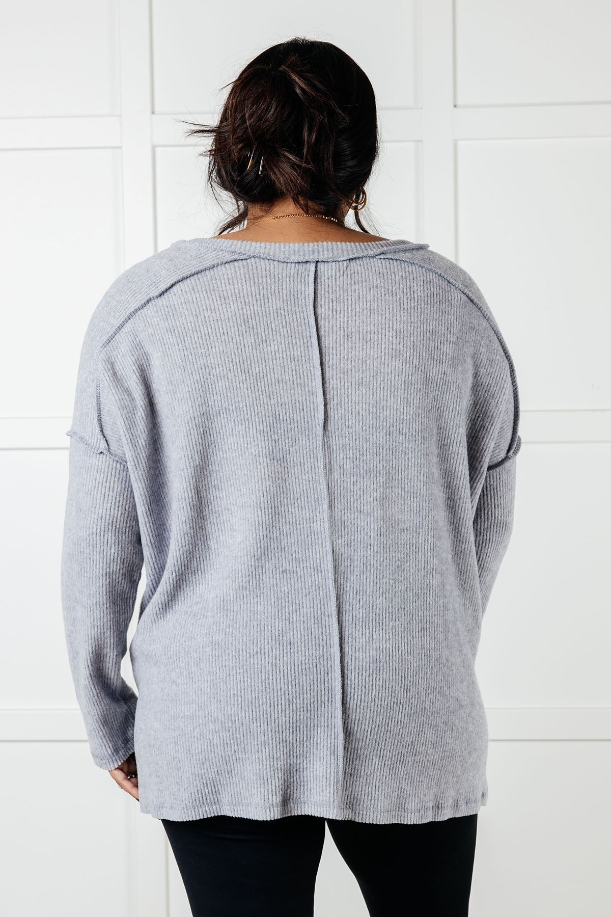 Basically Freezing Brushed Hacci Top in Heather Grey MadreForte LLC