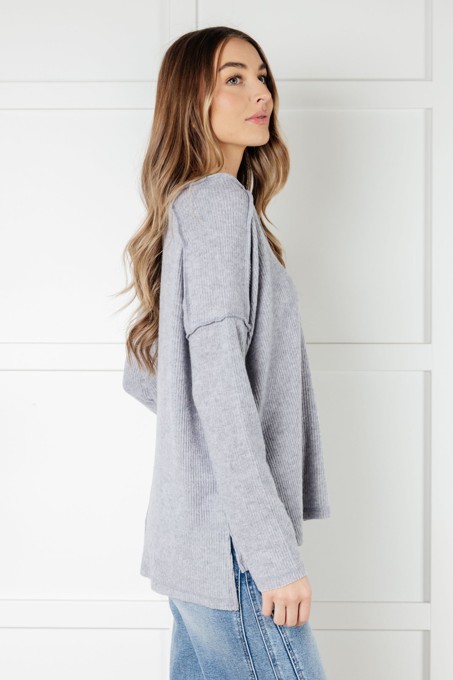 Basically Freezing Brushed Hacci Top in Heather Grey MadreForte LLC