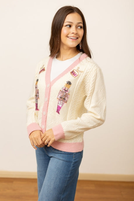 Beige and Pink Nutcracker Sweater MadreForte LLC