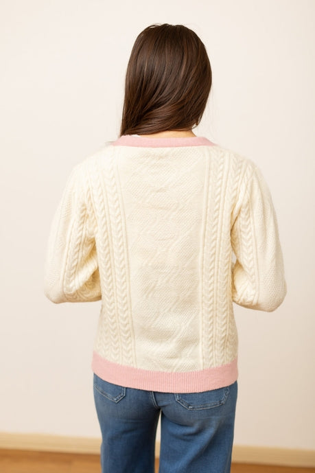 Beige and Pink Nutcracker Sweater MadreForte LLC