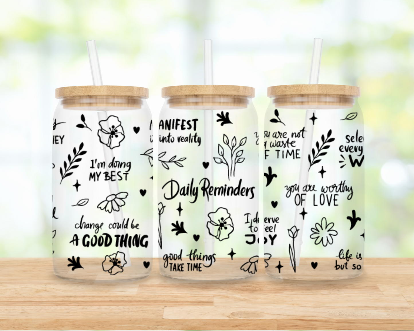 Daily Reminders | Sipper Glass, 16 oz MadreForte LLC