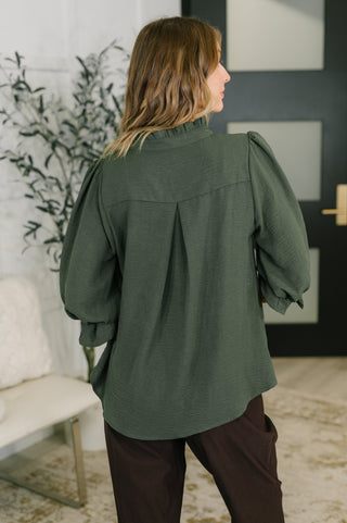 Business Blair Button Down Blouse in Olive