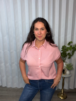 It's Just Business Collared Button Down Blouse