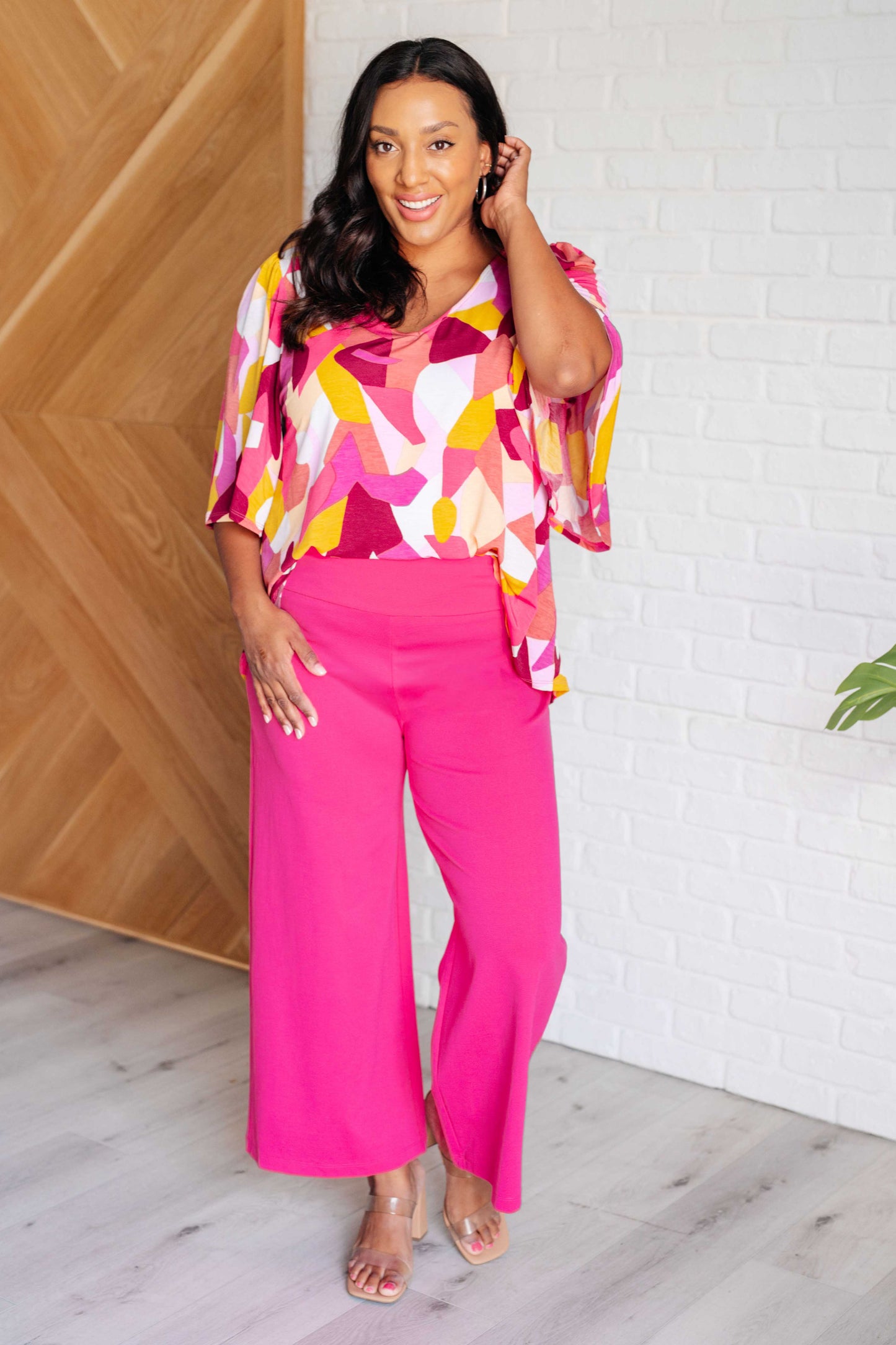 Magic Wide Leg Crop Pants in Hot Pink MadreForte LLC