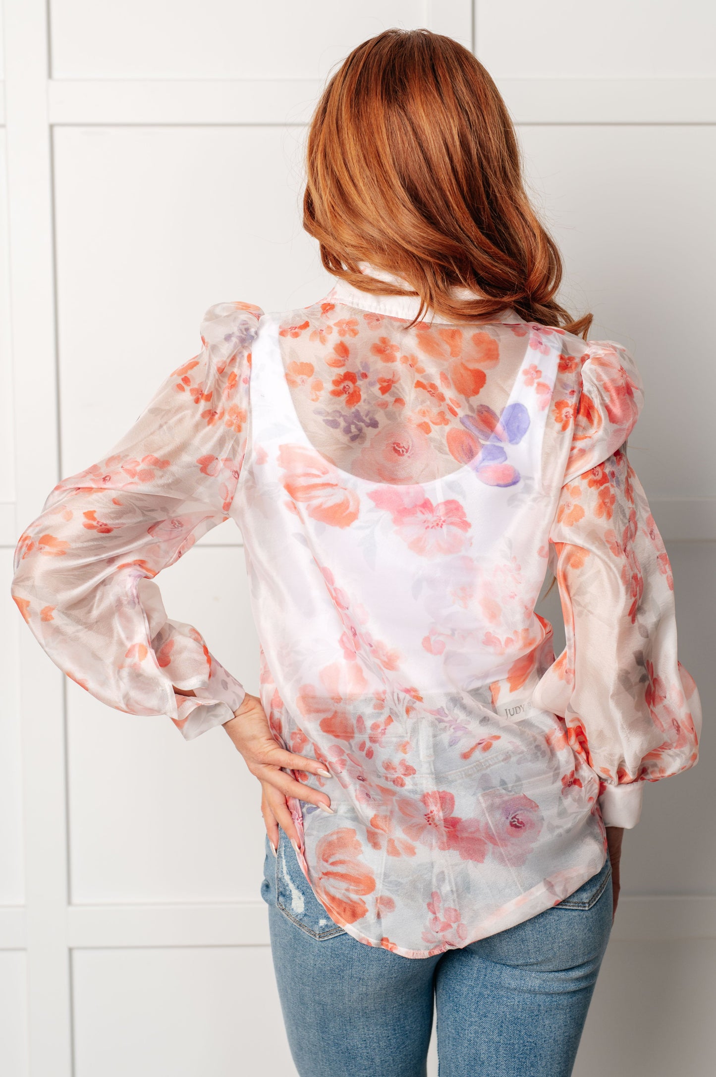 Call Me Back Sheer Floral Button Up Blouse MadreForte LLC