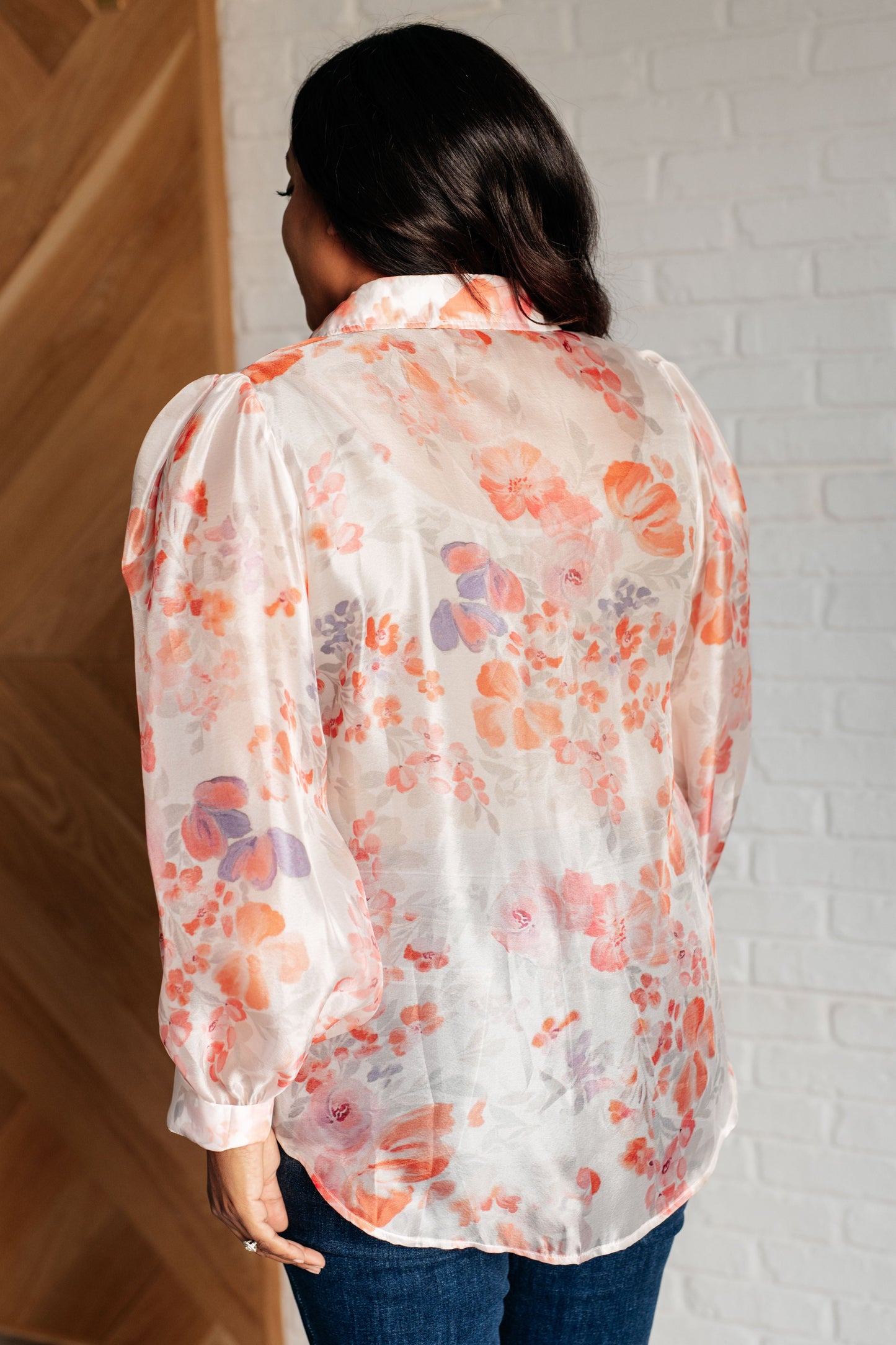 Call Me Back Sheer Floral Button Up Blouse MadreForte LLC