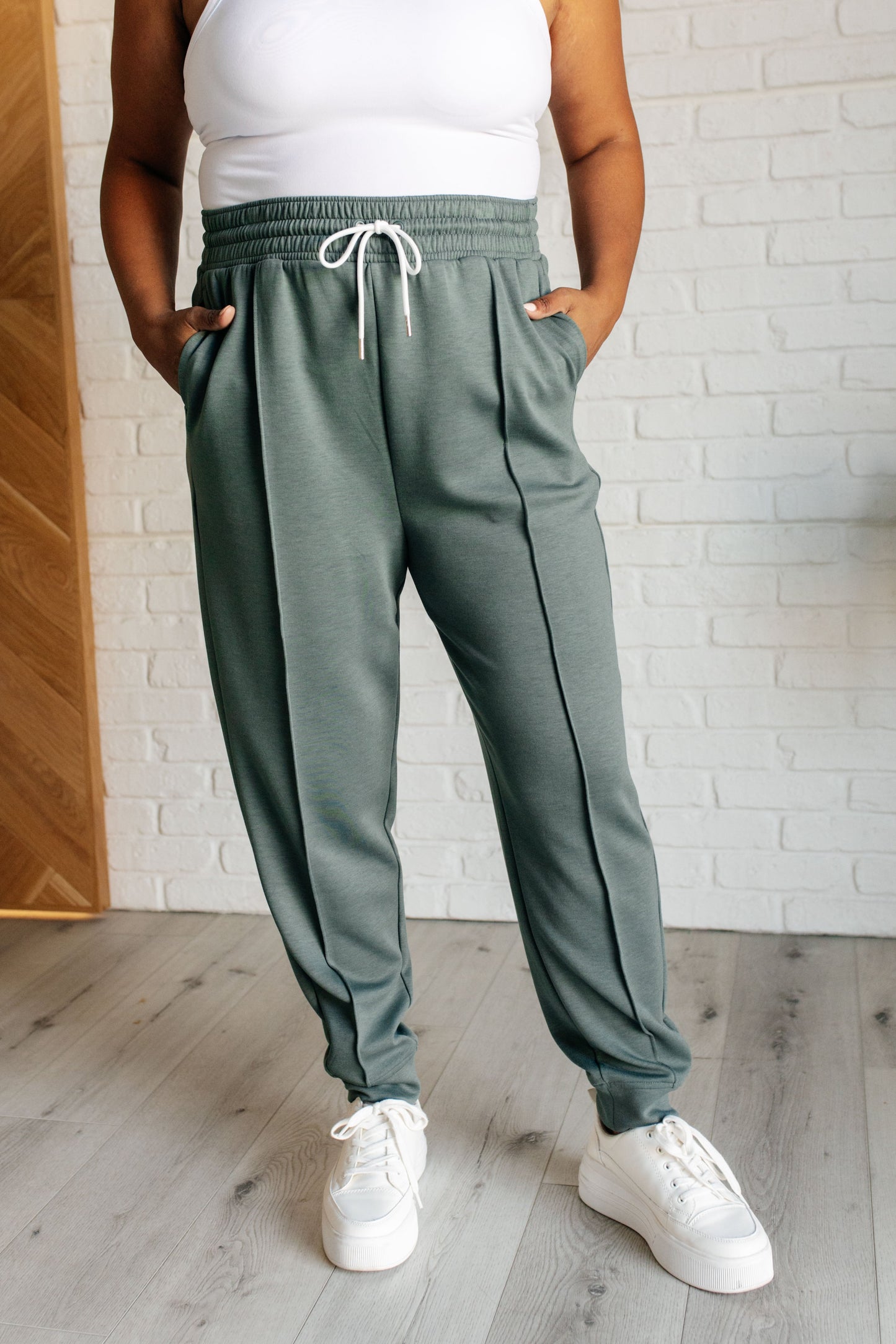 Center Seam Scuba Joggers in Ash Jade MadreForte LLC