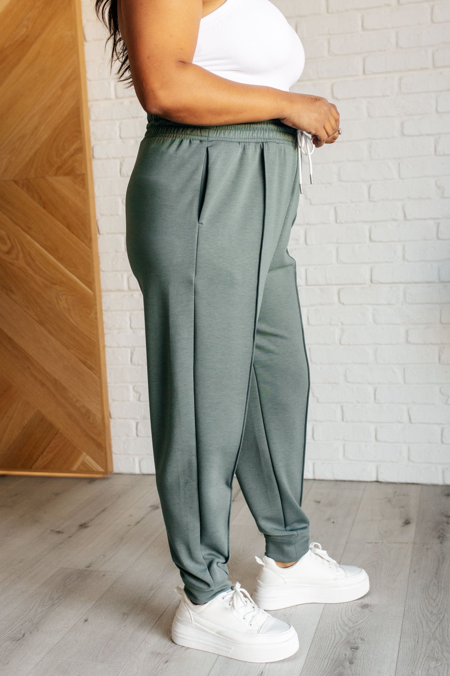 Center Seam Scuba Joggers in Ash Jade MadreForte LLC