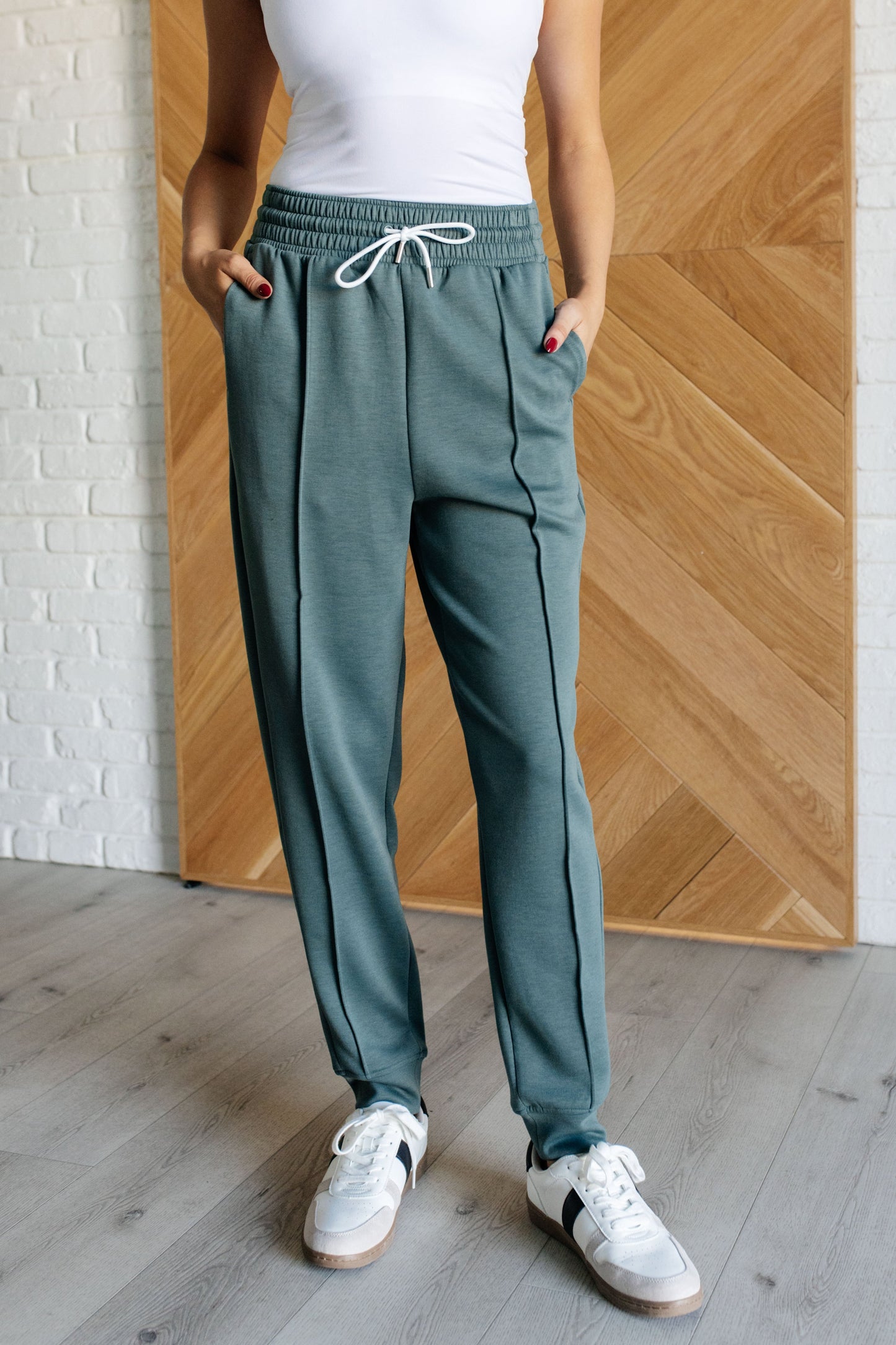 Center Seam Scuba Joggers in Ash Jade MadreForte LLC