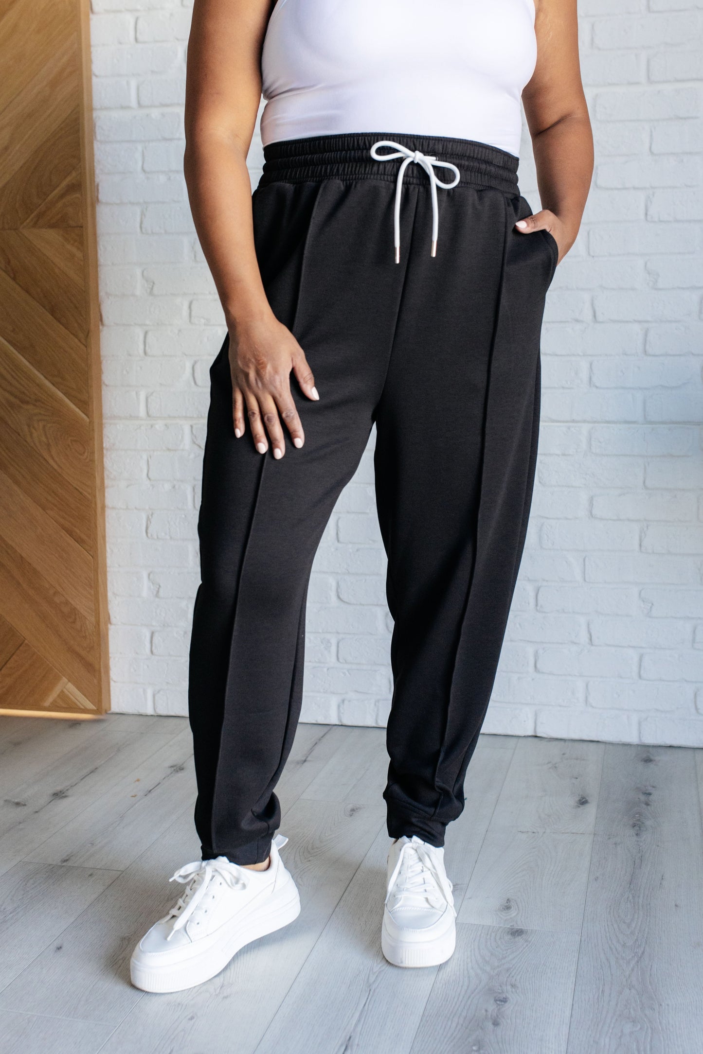 Center Seam Scuba Joggers in Black MadreForte LLC