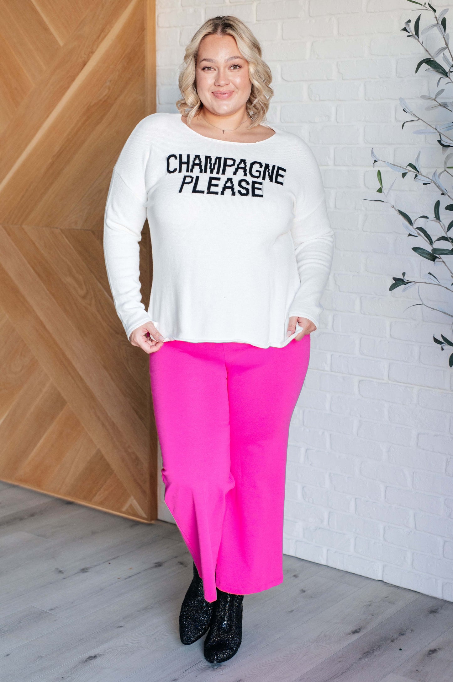 Champagne Please Lightweight Sweater MadreForte LLC