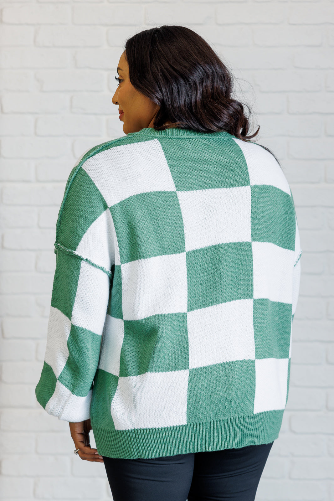 Check Yourself Checkered Sweater in Green MadreForte LLC