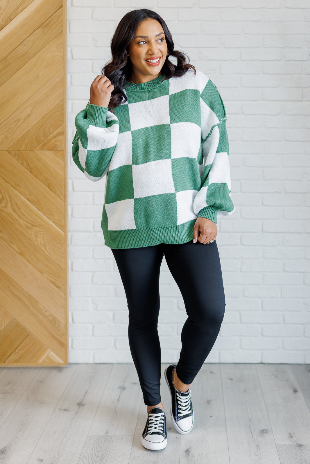 Check Yourself Checkered Sweater in Green MadreForte LLC