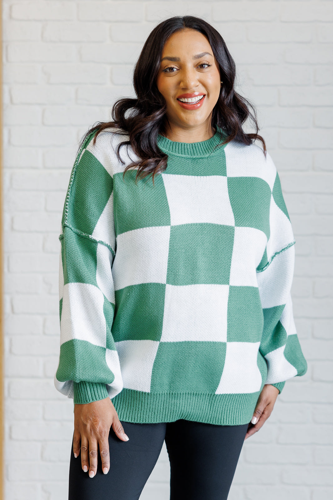 Check Yourself Checkered Sweater in Green MadreForte LLC