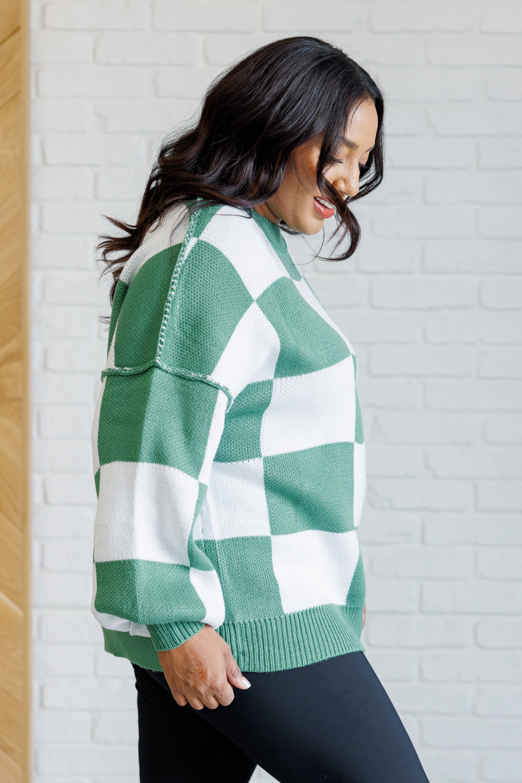 Check Yourself Checkered Sweater in Green MadreForte LLC