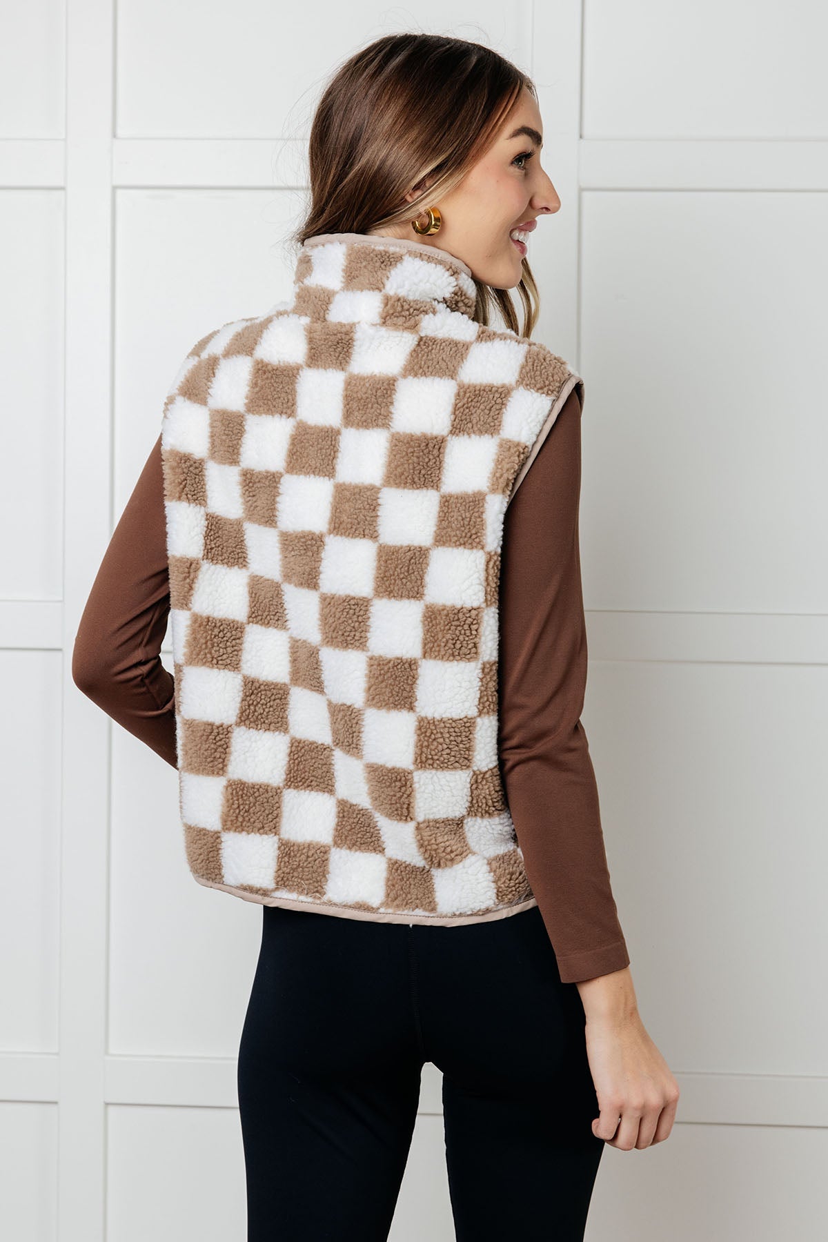 Check it Out Checkered Fleece Vest MadreForte LLC