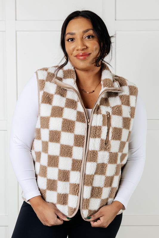 Check it Out Checkered Fleece Vest MadreForte LLC