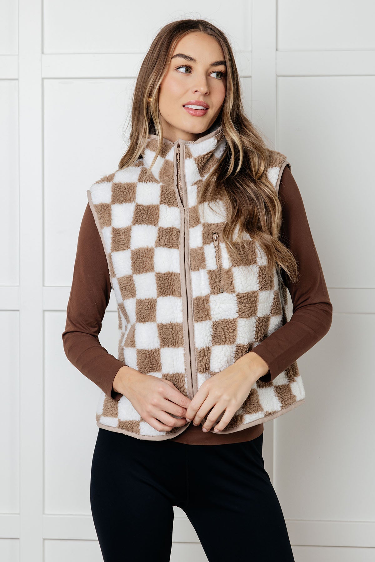 Check it Out Checkered Fleece Vest MadreForte LLC