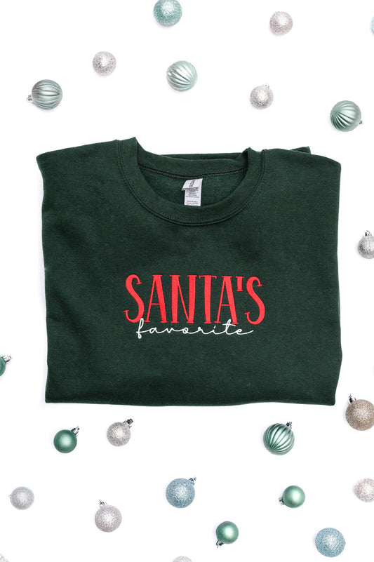 PREORDER: Santa's Favorite Embroidered Sweatshirt MadreForte LLC