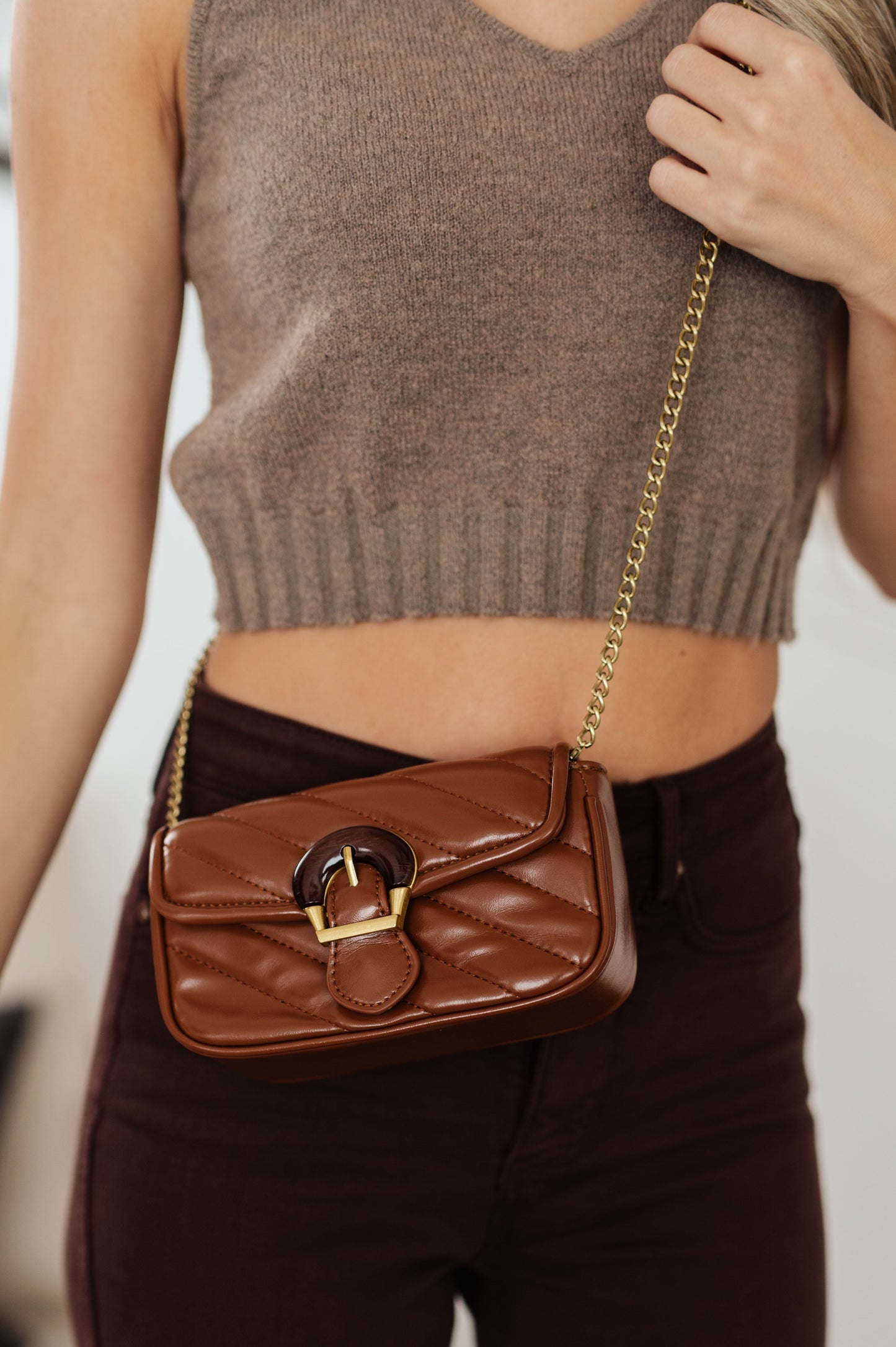 Classic Beauty Quilted Clutch in Brown MadreForte LLC