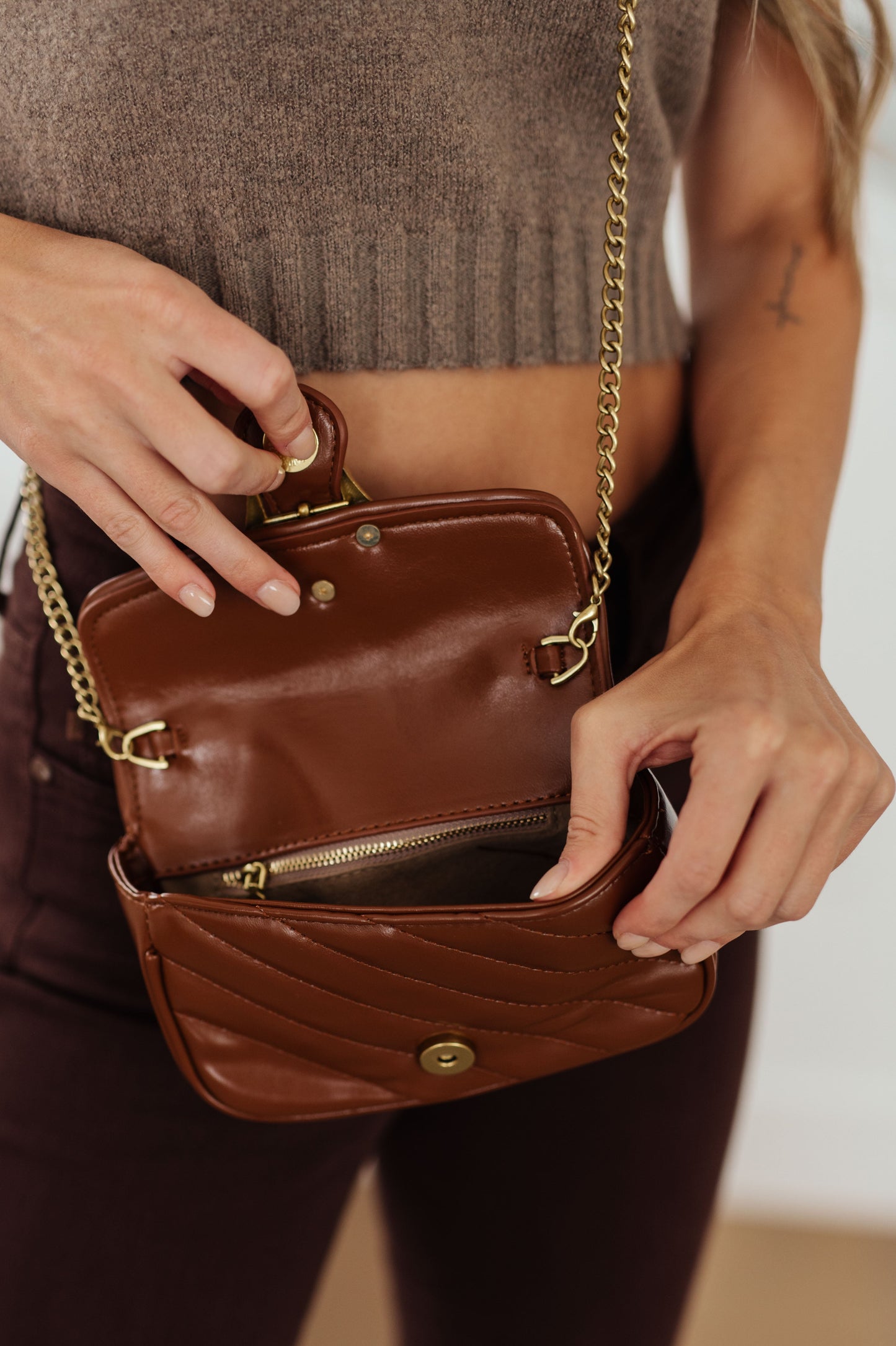 Classic Beauty Quilted Clutch in Brown MadreForte LLC