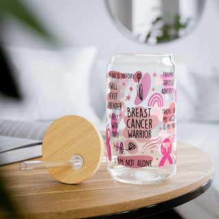 Breast Cancer Affirmations| Sipper Glass, 16oz