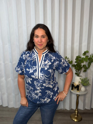 Wheels Are in Motion Puff Sleeve Floral Blouse
