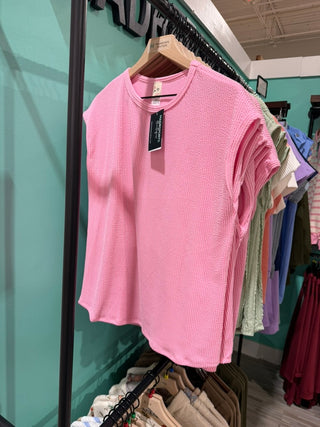 Women's Ribbed Knit Top with Round Neck