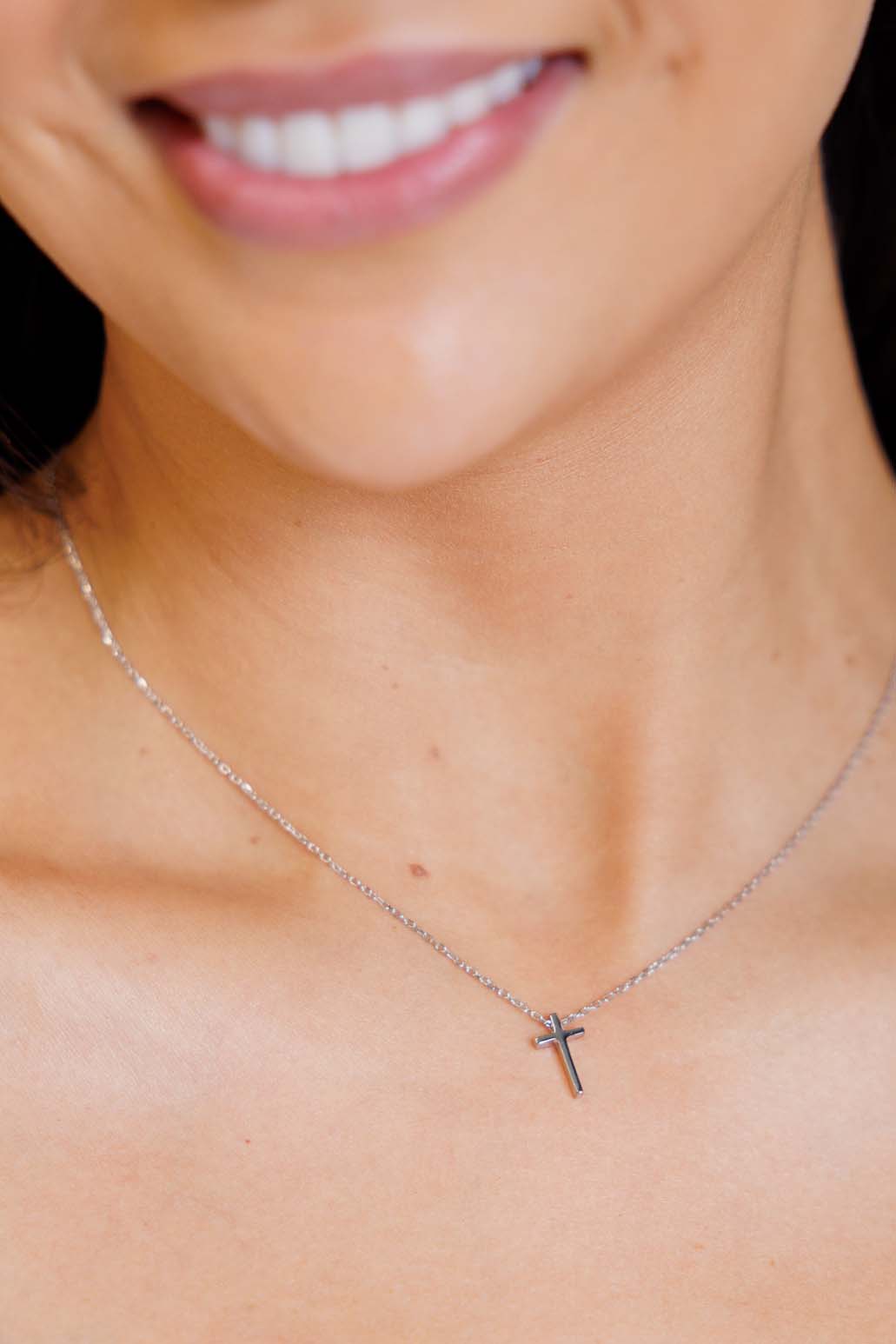 Dainty Silver Cross Necklace MadreForte LLC