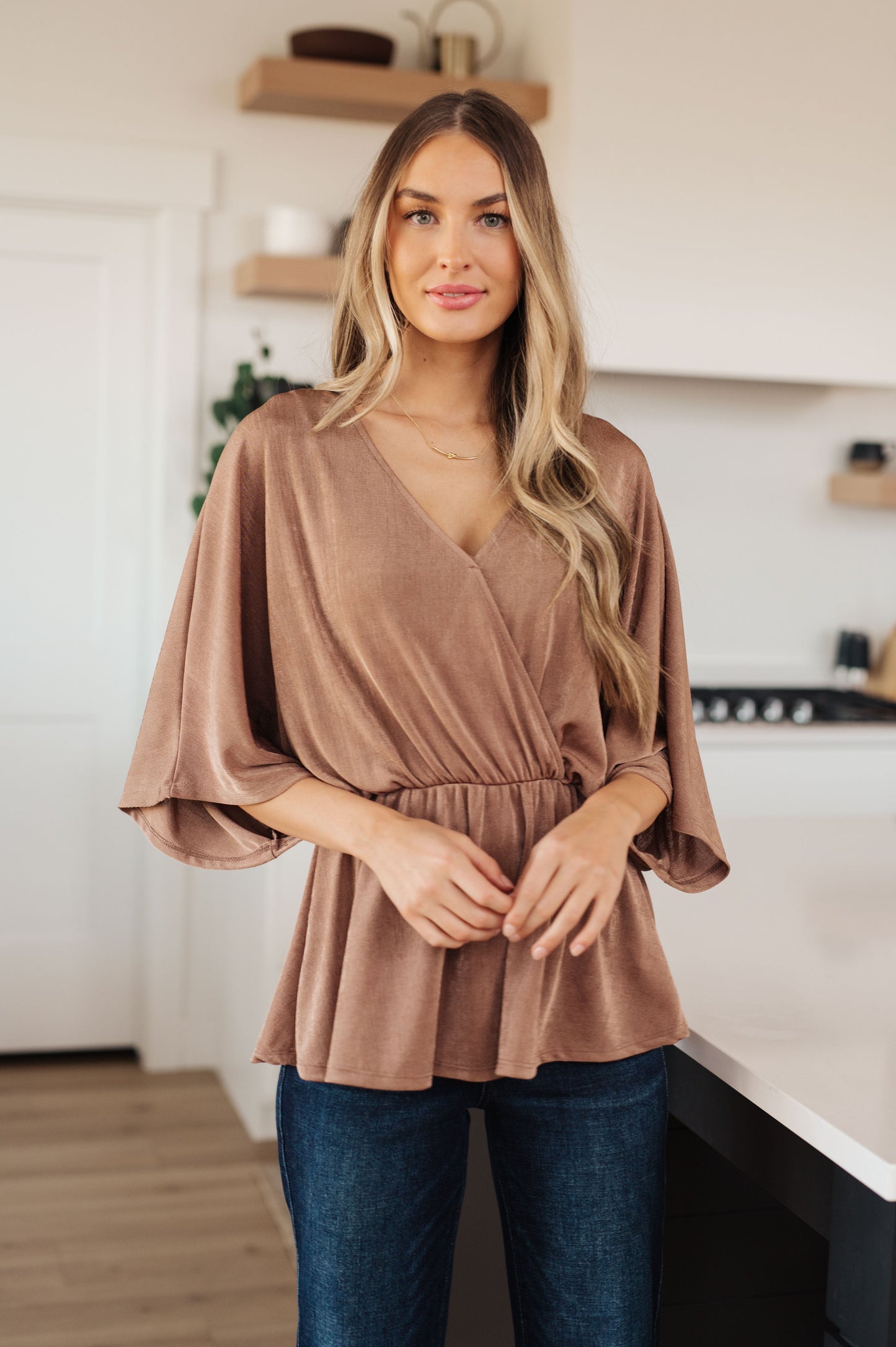 Dazzlingly Draped V-Neck Blouse MadreForte LLC