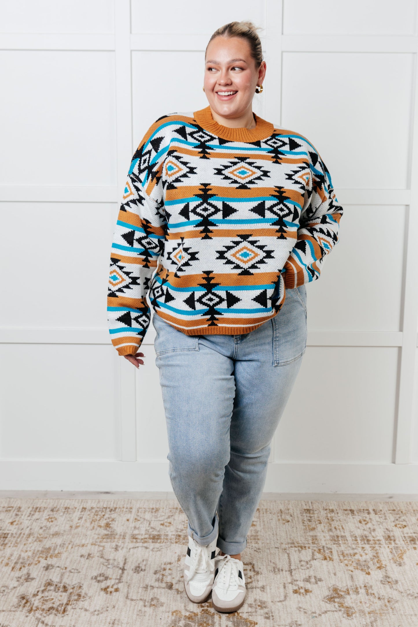 Desert Vibes Geometric Striped Sweater MadreForte LLC