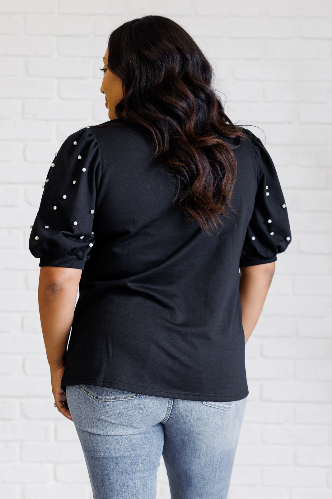 Diamonds and Pearls Puff Sleeve Top in Black MadreForte LLC