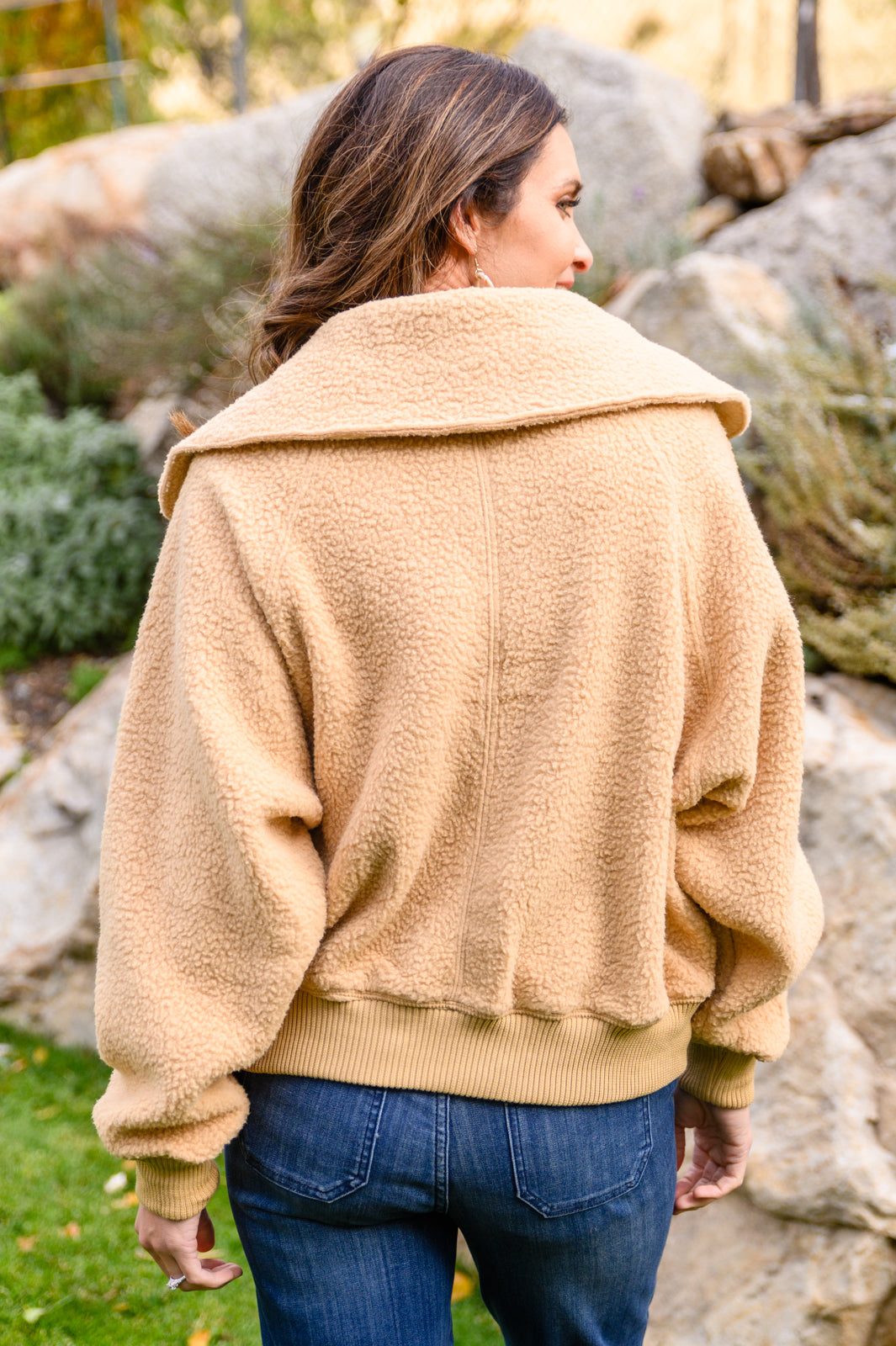 Don't Stress Oversized Collar Sherpa Jacket In Taupe MadreForte LLC