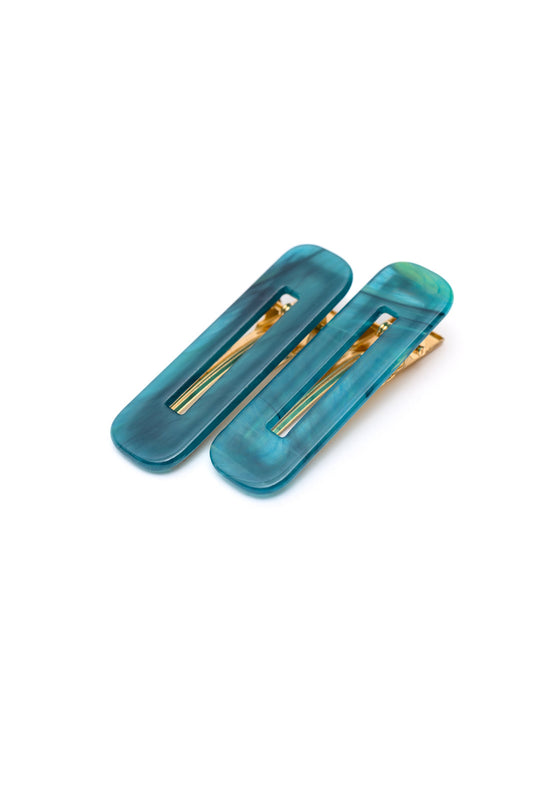 Double Trouble 2 Pack Hair Clip in Sea Blue MadreForte LLC