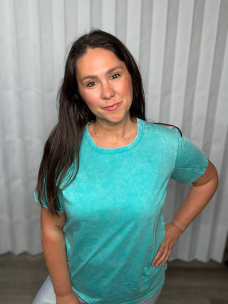 Had to Be There Mineral Wash Tee in Turquoise