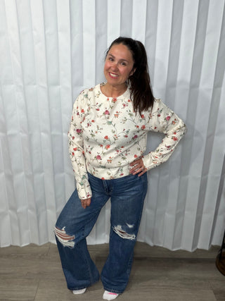 Jade by jane Floral Lightweight Long Sleeve Sweater