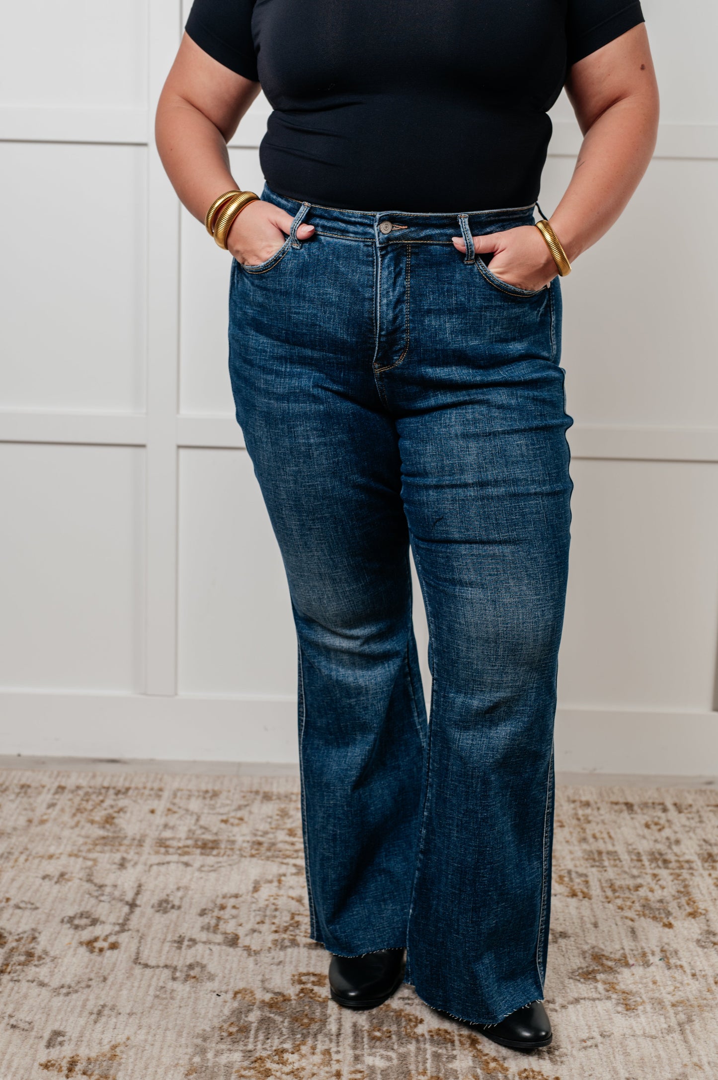 Edna High Rise Control Top Shield Pocket Flare Jeans MadreForte LLC