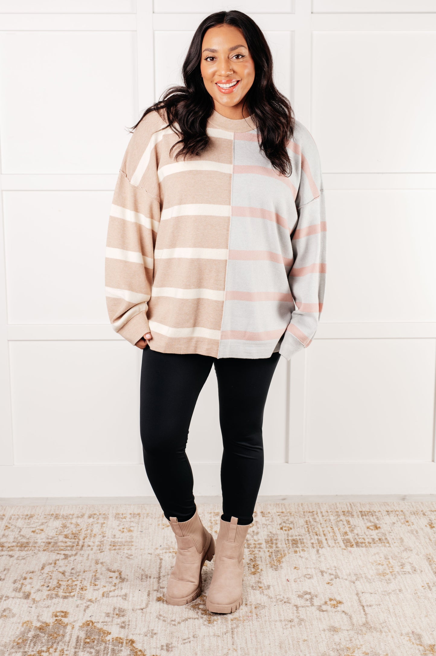 Exceptional Thought Striped Patchwork Sweater MadreForte LLC