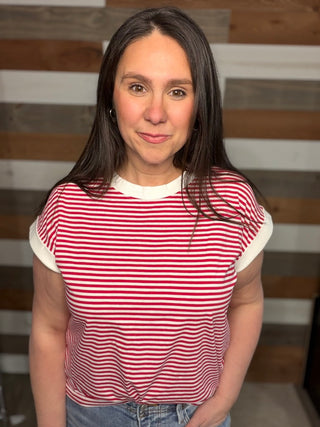 I Wouldn't Mind Short Sleeve Top in Ruby