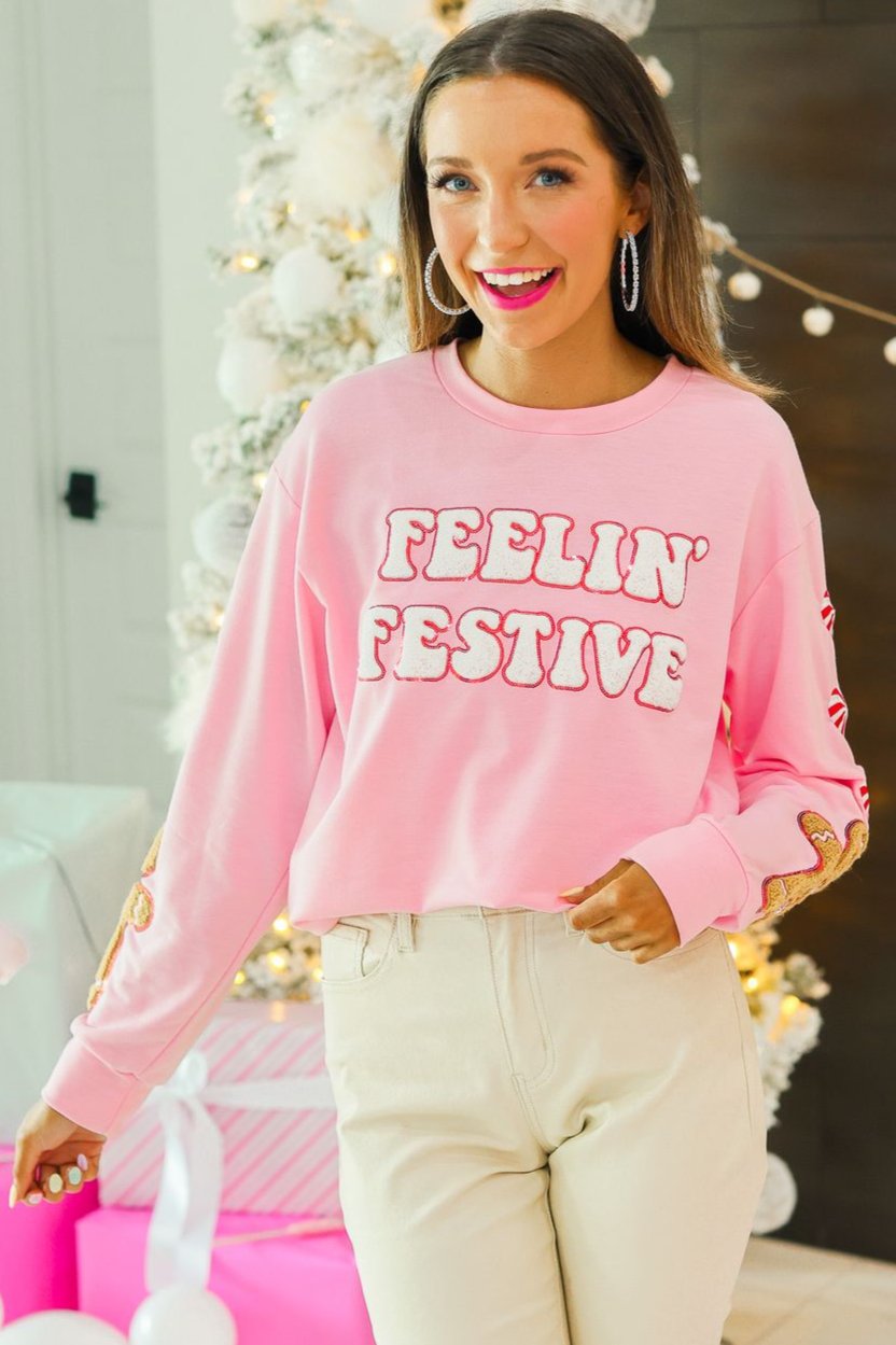 Feelin Festive Pink Sweater MadreForte LLC